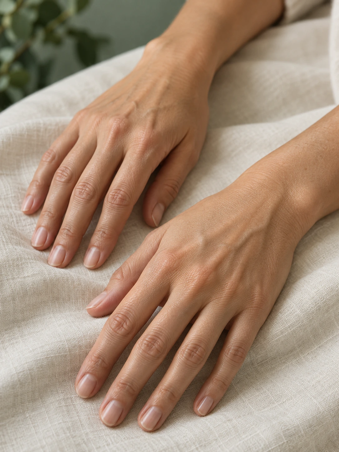 Hand fat grafting — illustrative hands with natural skin texture and softly visible veins and tendons
