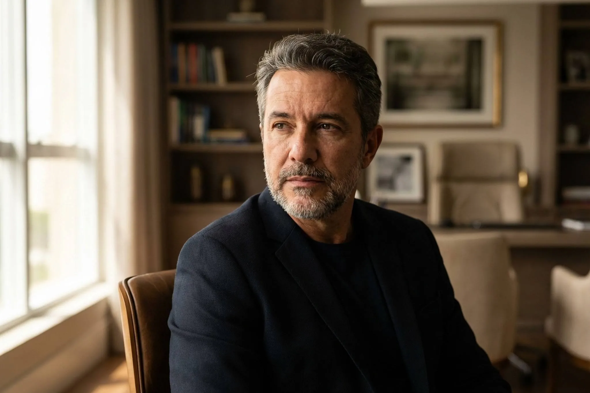 Male facelift — illustrative portrait of a man discussing facial rejuvenation