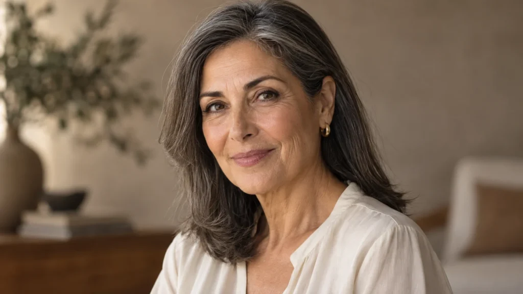 Facial aging anatomy — illustrative portrait of a mature woman