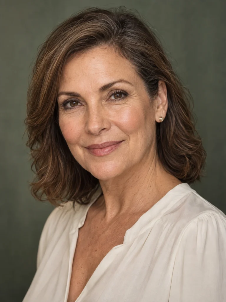 Illustrative portrait of a woman with a relaxed expression