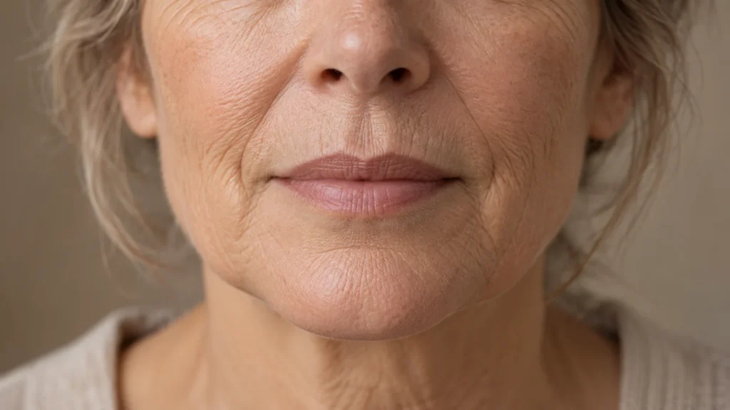 Upper lip aging — illustrative close-up of a mature mouth